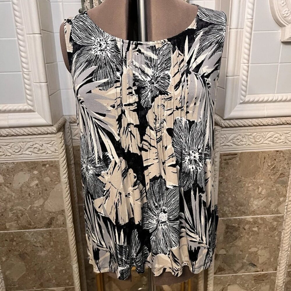 CROFT & BARROW. Size L. Rayon Bl Stretch Sleeveless Shell Aloha Cruise. B115